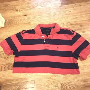 tommy hilfiger cropped button down top